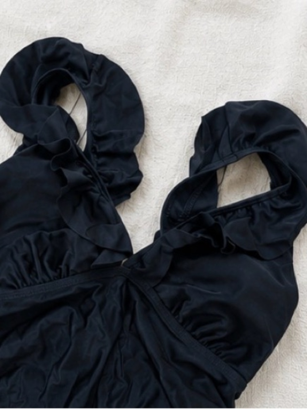 Maternity Ruffled Black One-Piece Swimsuit for Women